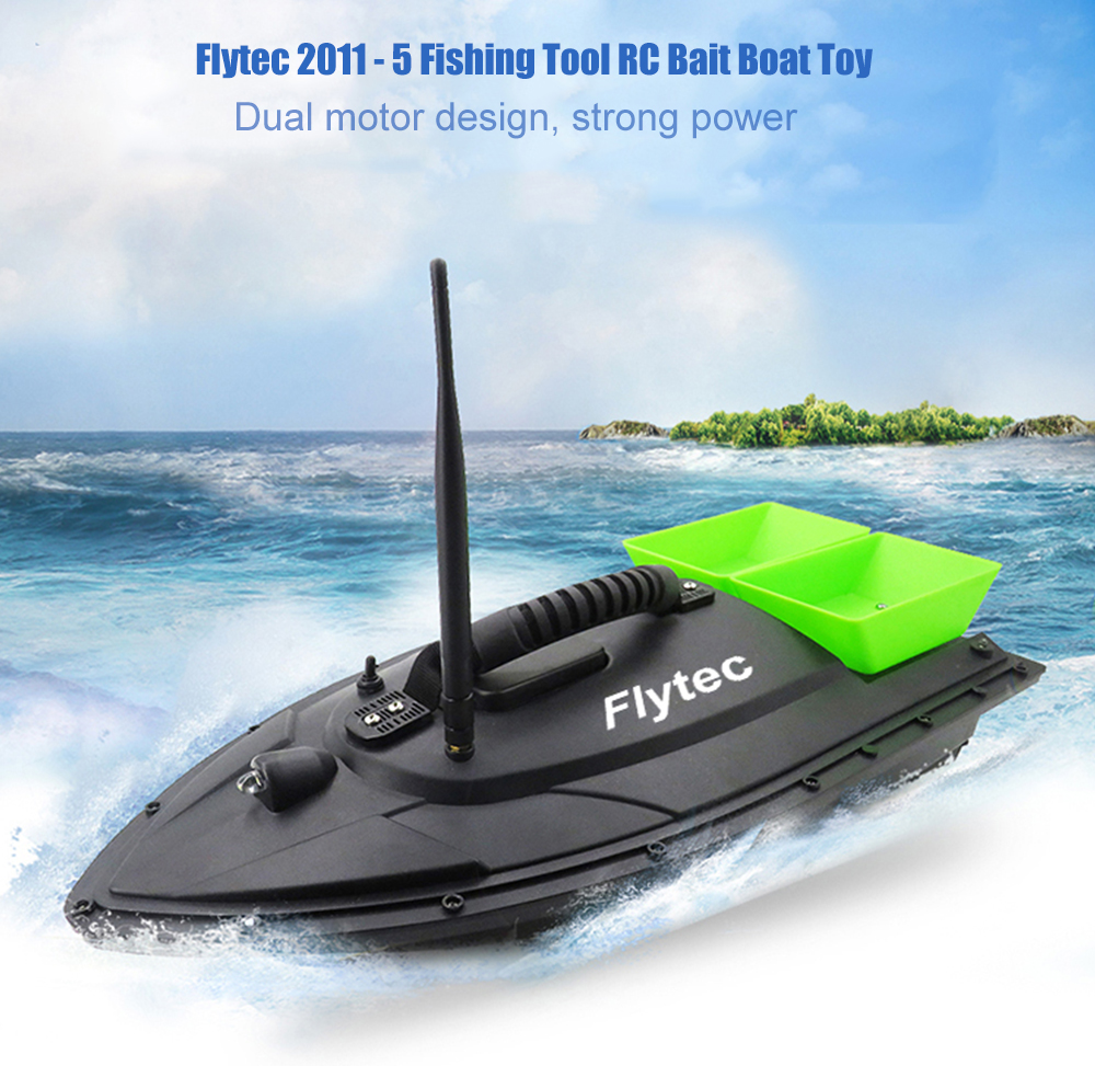 Flytec HQ2011 - 5 Fishing Tool Smart RC Bait Boat Toy US Plug - Black RTR Version