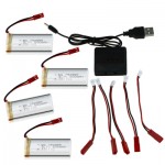 5Pcs 3.7V 800mAh LiPo Battery + Charger + Charging Cable Set
