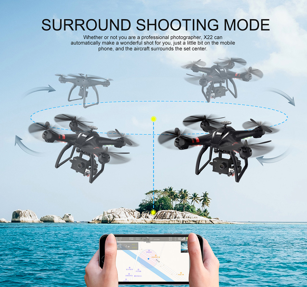X22 Dual GPS WiFi FPV Brushless Drone with Gimbal 1080P HD Camera RC Quadcopter RTF