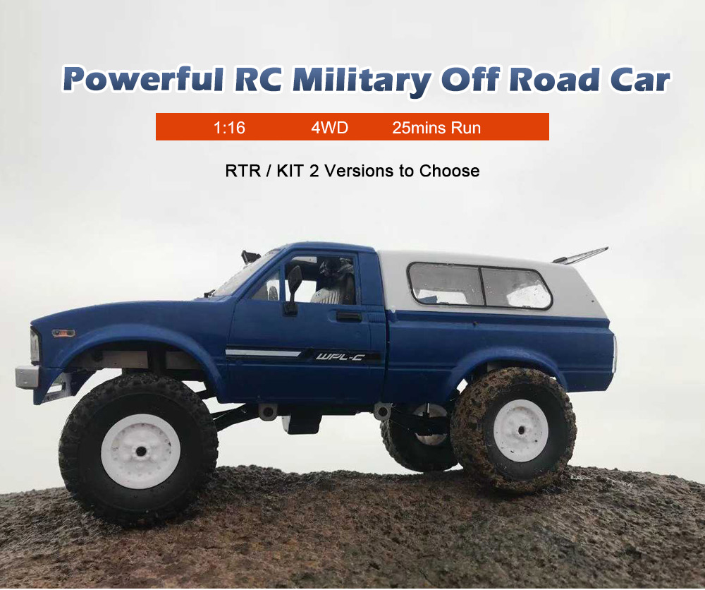 WPL C24 1/16 4WD 2.4G 2CH Military Truck Buggy Crawler Off Road  Car DIY KIT