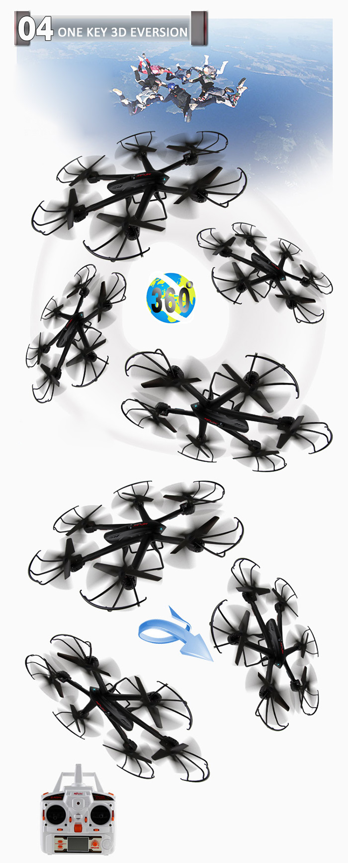 MJX X600 Headless Mode 2.4GHz 6 Axis Gyro RC Hexacopter with 3D Roll Stumbling Function