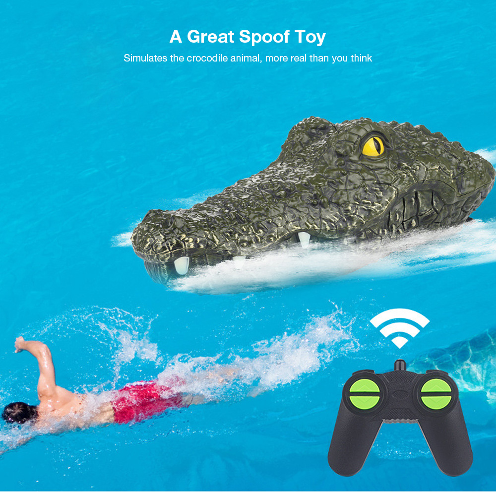 JJRC 2.4GHz Remote Control Speed Boat 4 Channels Realistic Crocodile Shape Boys Girls Aquatic Toy