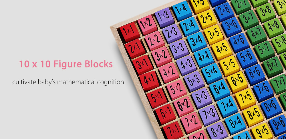 YOULEBI Multiplication Table Educational Toy 10 x 10 Figure Blocks